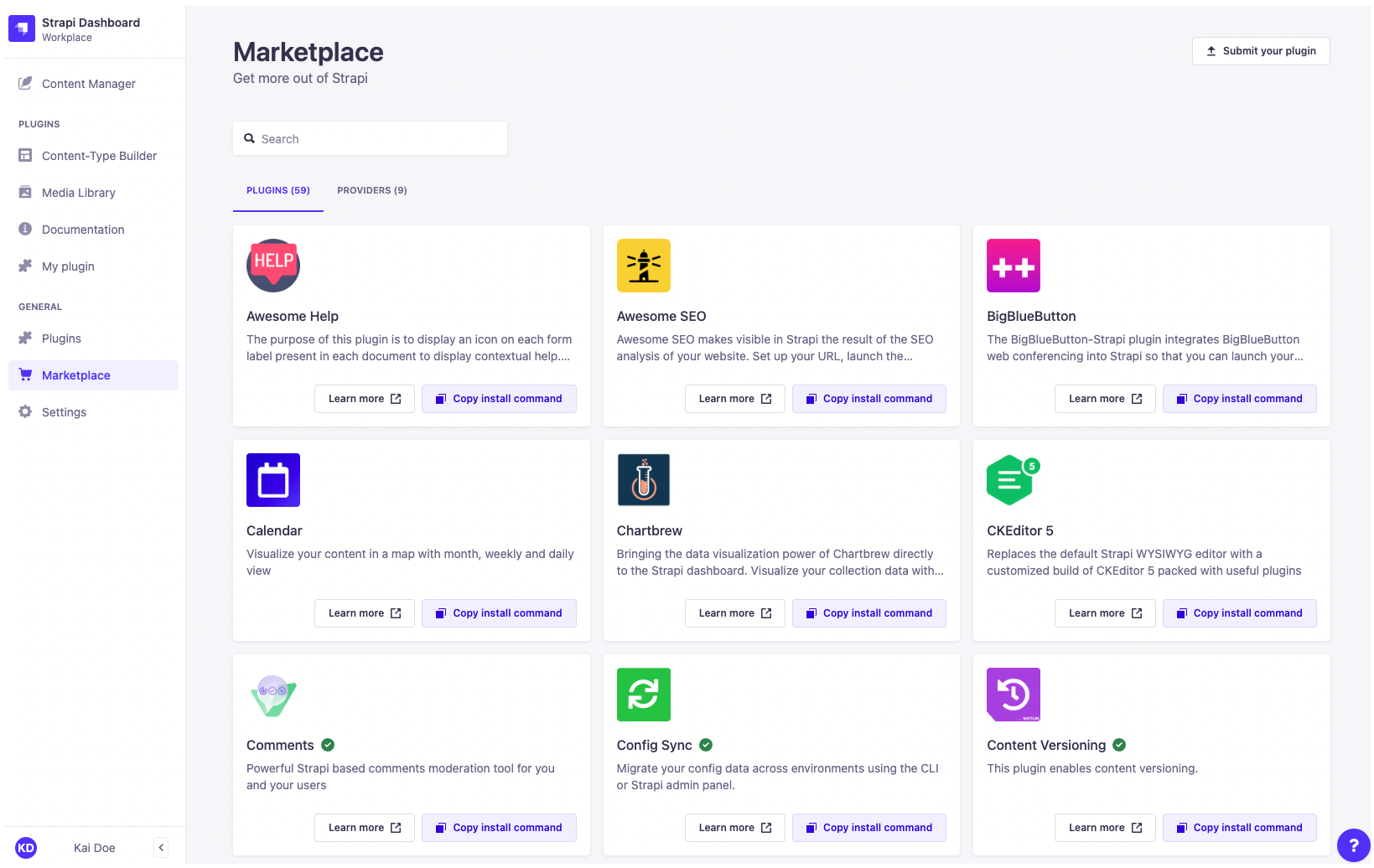 The Marketplace interface